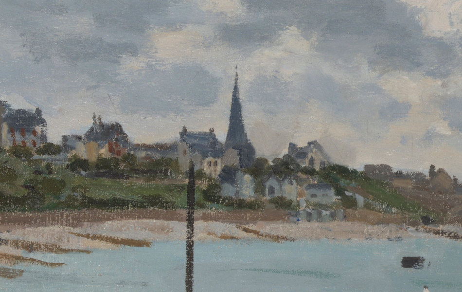 Beach at Sainte-Adresse Church and Town in Distance